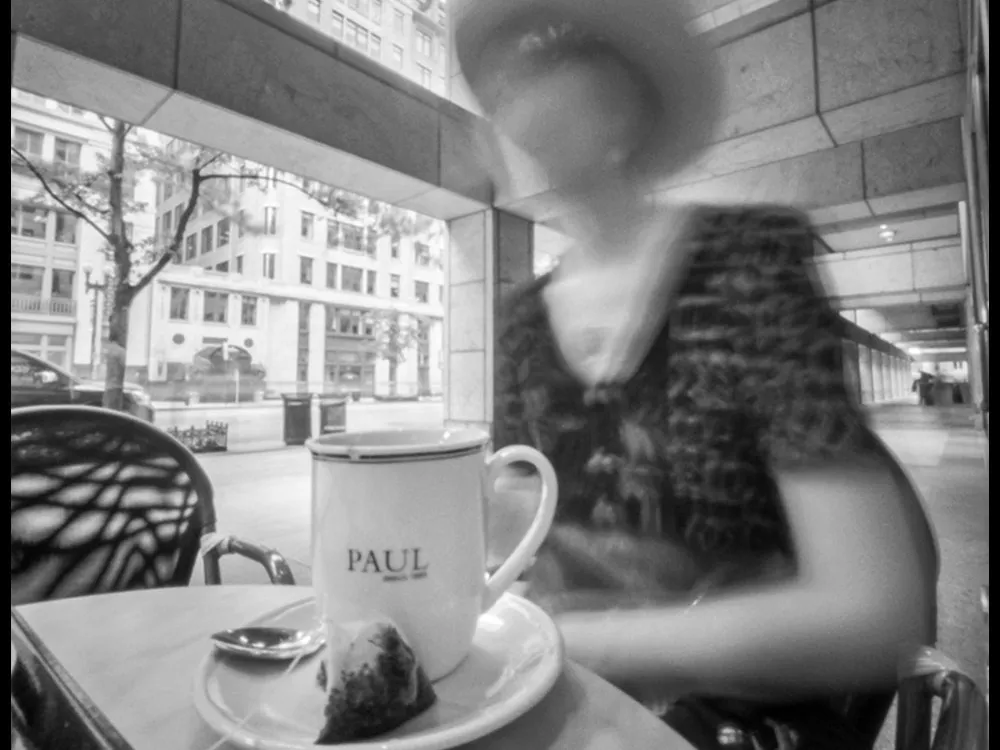 Worldwide Pinhole Photography Day 1 A photo from Nancy Breslin's "Squaremeals: A Pinhole Diary of Eating Out" series.