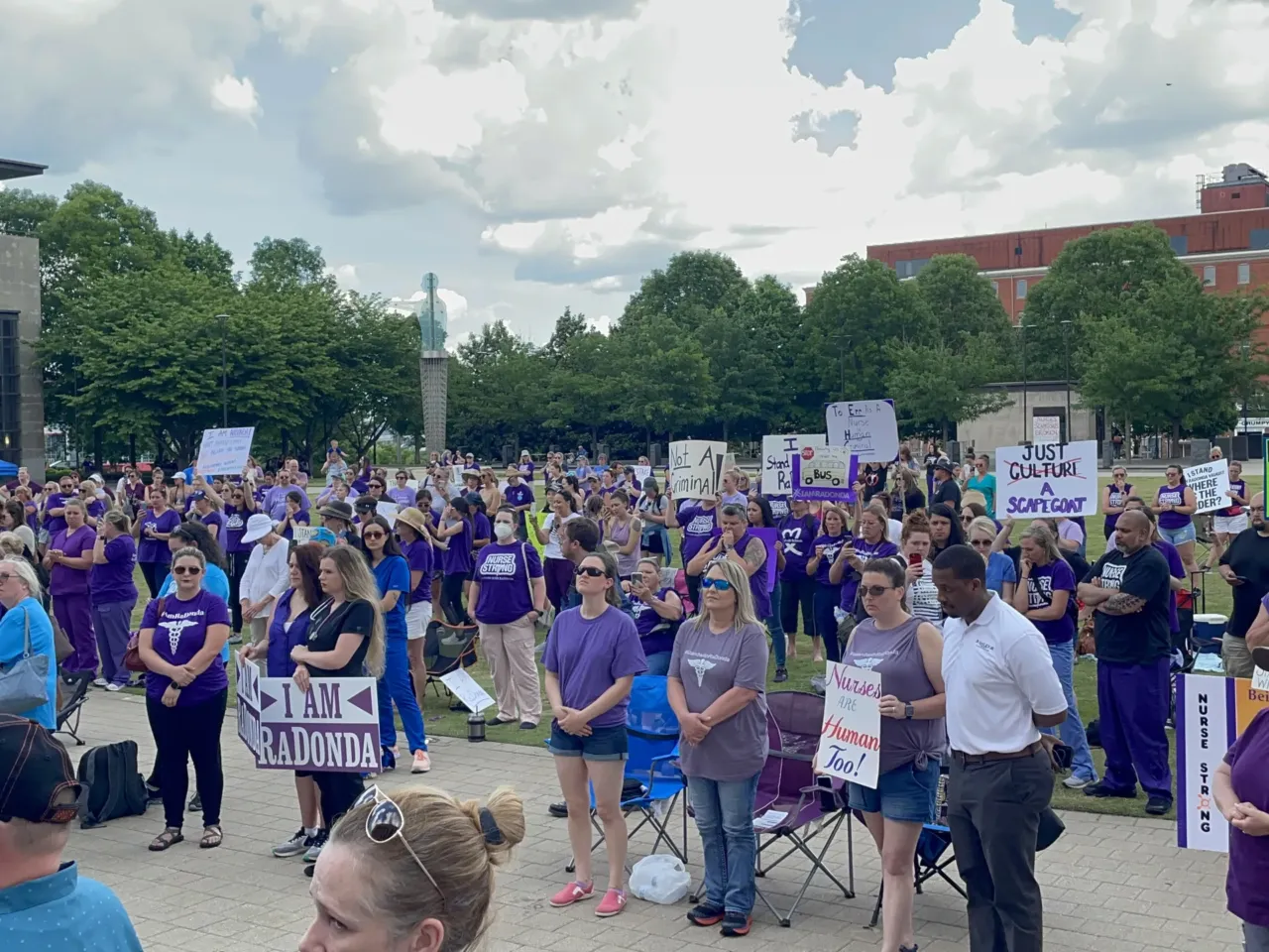 Hundreds of nurses traveled to Nashville, Tenn. for RaDonda Vaught's sentencing on May 13, 2022. Many nurses also raised money to pay for her defense.