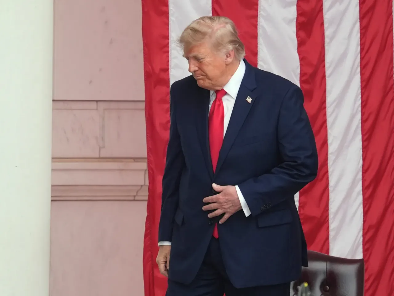 President Donald Trump departs after speaking during the 158th National Memorial Day Observance coinciding with the nation's 250th anniversary, at the Memorial Amphitheater in Arlington National Cemetery, Monday, May 25, 2026, in Arlington, Va.