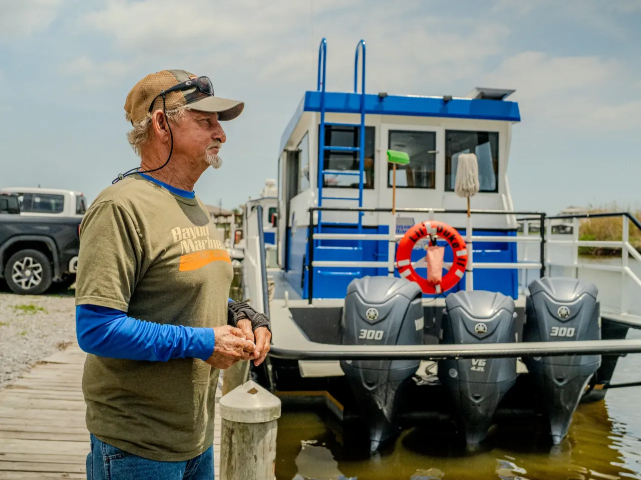 Gulf shrimpers want help from Congress as fuel costs climb 3 Acy Cooper is photographed at Myrtle Grove Marina during his lunch break on May 15, 2026.