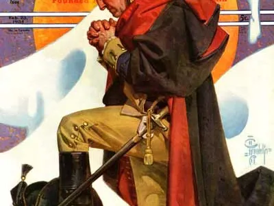 Conservative Christians love this painting of George Washington. The event it depicts may not have happened 1 George Washington praying at Valley Forge was a meme before there were memes, showing up in places like this cover of the Saturday Evening Post in 1935.