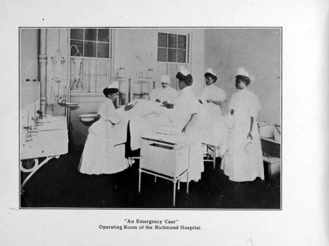 Workers in 1907 at Richmond Hospital, the city's first hospital to serve African Americans. The facility, now known as Bon Secours Richmond Community Hospital, is at risk of closure according to a new state report.