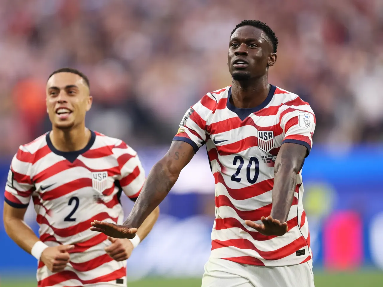 The U.S. dazzles in its World Cup opener, dominating Paraguay 4-1 1 Folarin Balogun (r) celebrates scoring the U.S.'s third goal during the team's World Cup 2026 match against Paraguay.