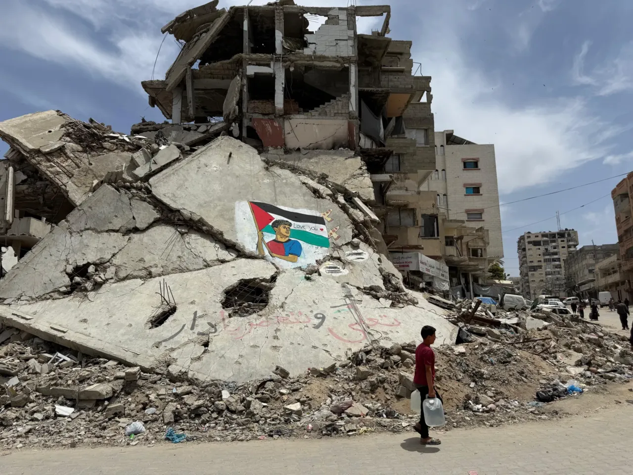 Palestinian-American kids find inspiration, and escape, on the soccer pitch 5 A mural of Lamine Yamal on a destroyed building in Gaza on June 15, 2026.