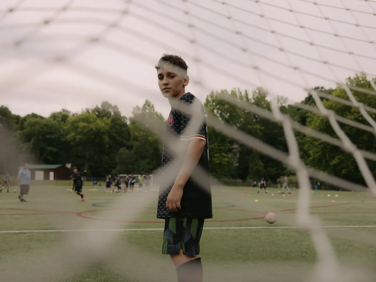 Omar Almashni during an evening practice with the Palestino Soccer Academy at Frank D Zaccaria Memorial Park in Woodland Park, New Jersey, on Saturday, June 6, 2026.