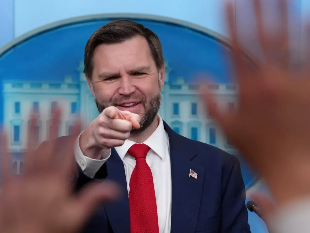 JD Vance arrives in Switzerland for talks with Iran over fragile peace deal 1 Vice President Vance points to a reporter to take a question in the James Brady Press Briefing Room at the White House on Thursday.