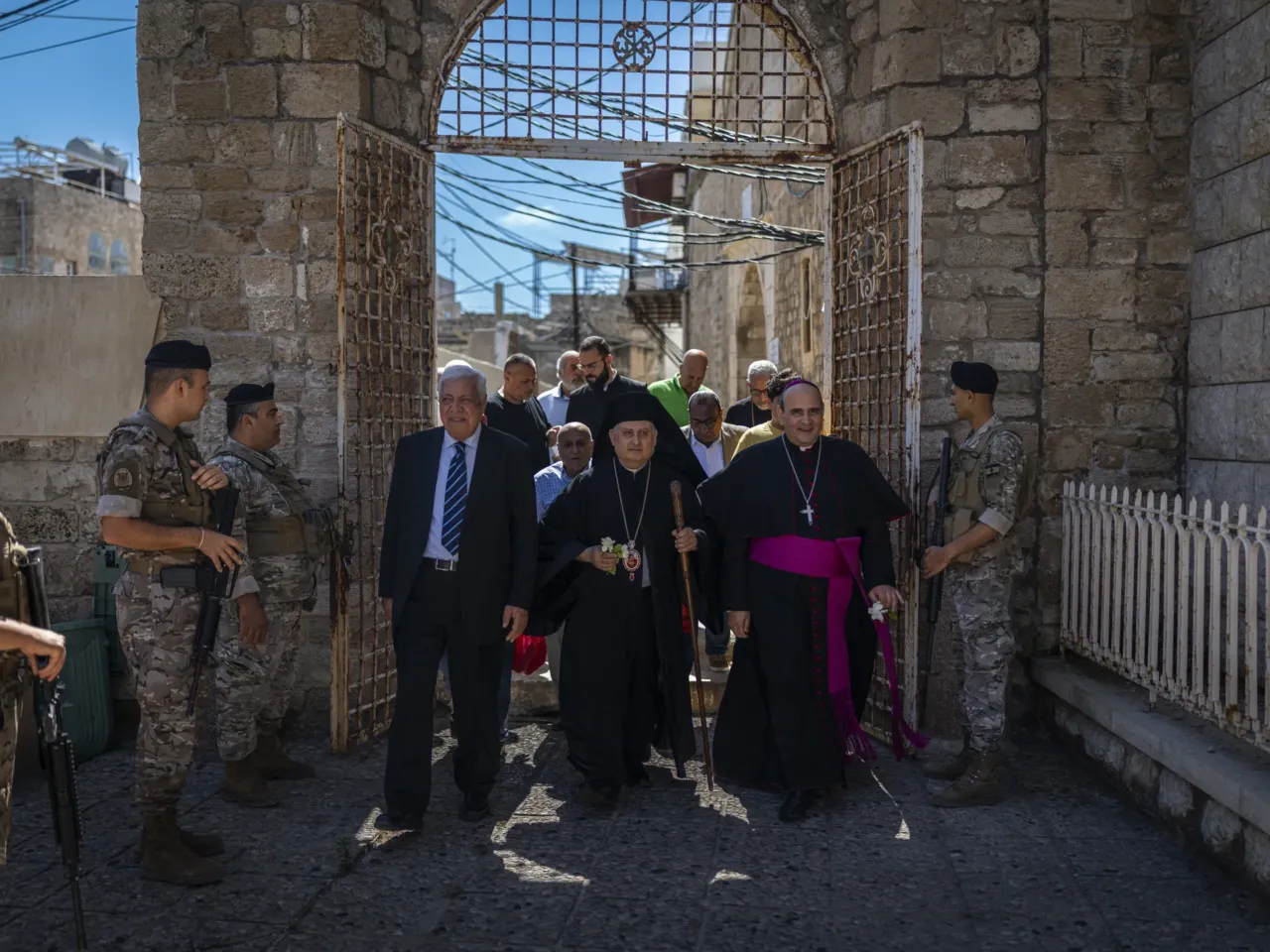 Lebanese struggle to get by in an ancient city under Israeli evacuation order 9 Religious leaders on their way to Sunday Mass at St. Thomas Cathedral on June 7.