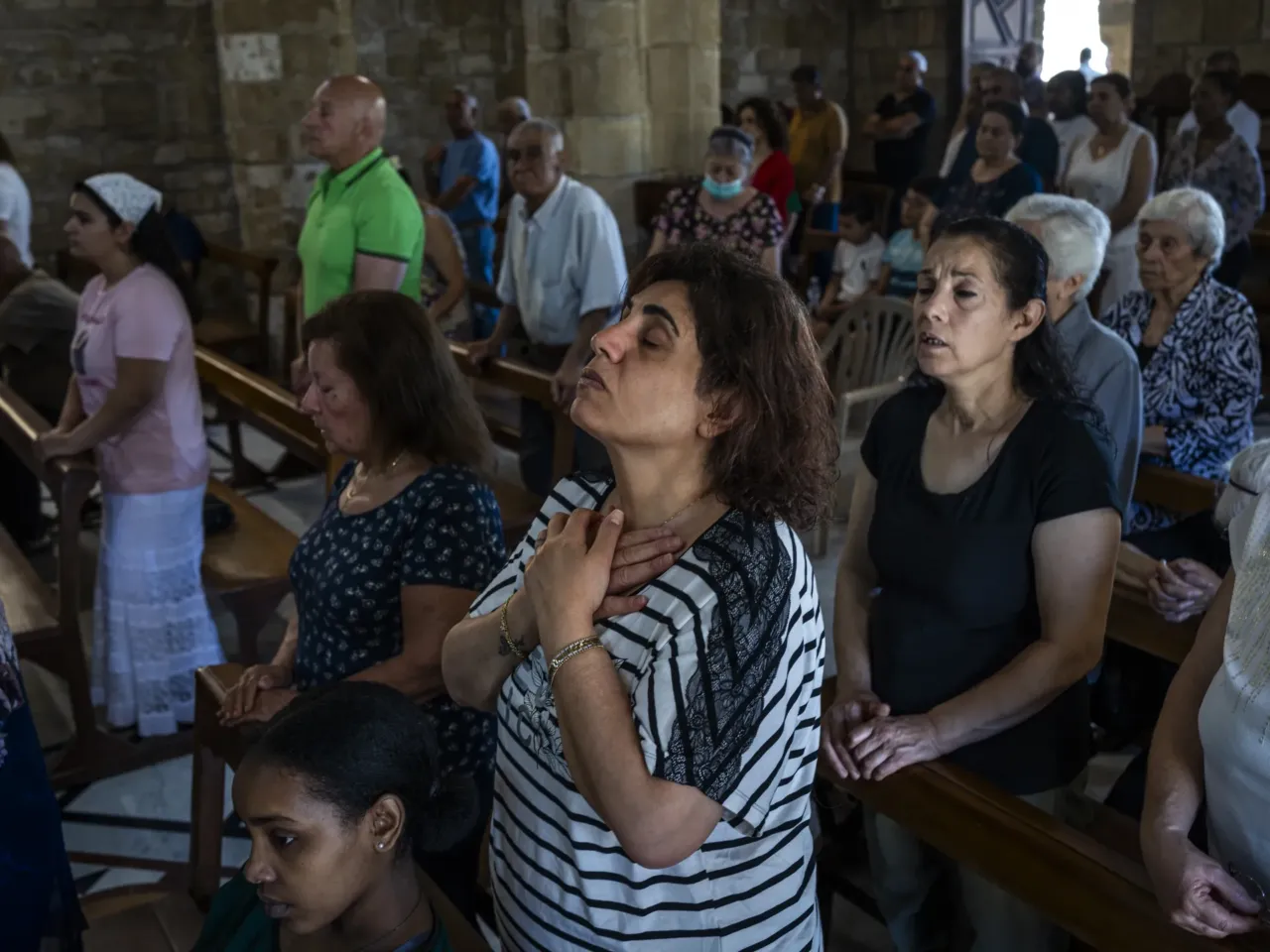 Lebanese struggle to get by in an ancient city under Israeli evacuation order 10 Christians attend Sunday Mass at St. Thomas Cathedral on June 7.