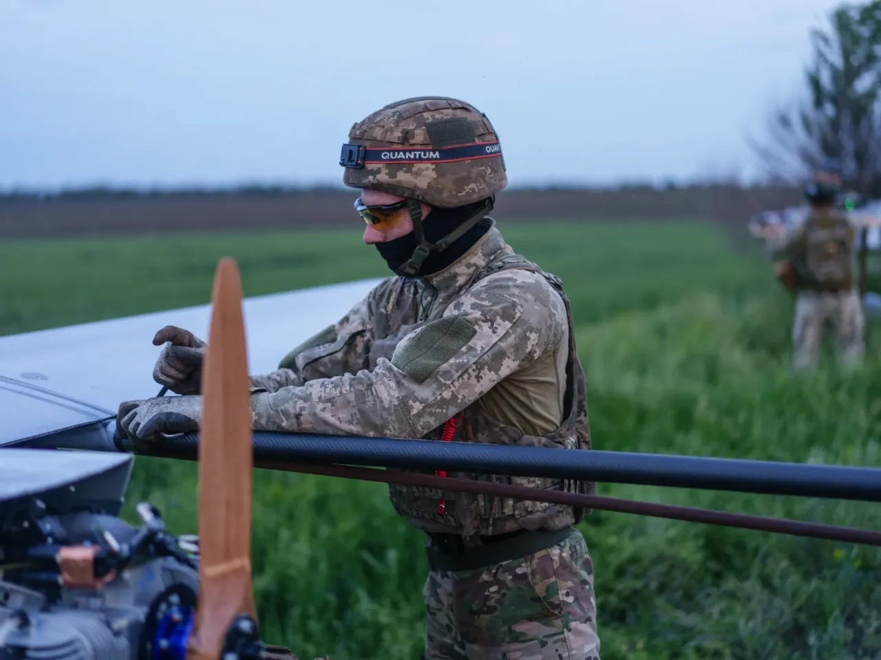 Inside a secretive Ukrainian team launching deep drone strikes at Russia 7 A soldier performs maintenance on a long-range drone before a launch.