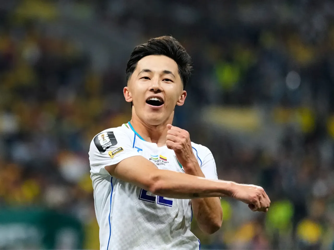 Uzbekistan makes its World Cup debut, a first for Central Asia 1 Uzbekistan's Abbosbek Fayzullaev celebrates after scoring his team's first goal during the World Cup Group K soccer match between Uzbekistan and Colombia in Mexico City, June 17.