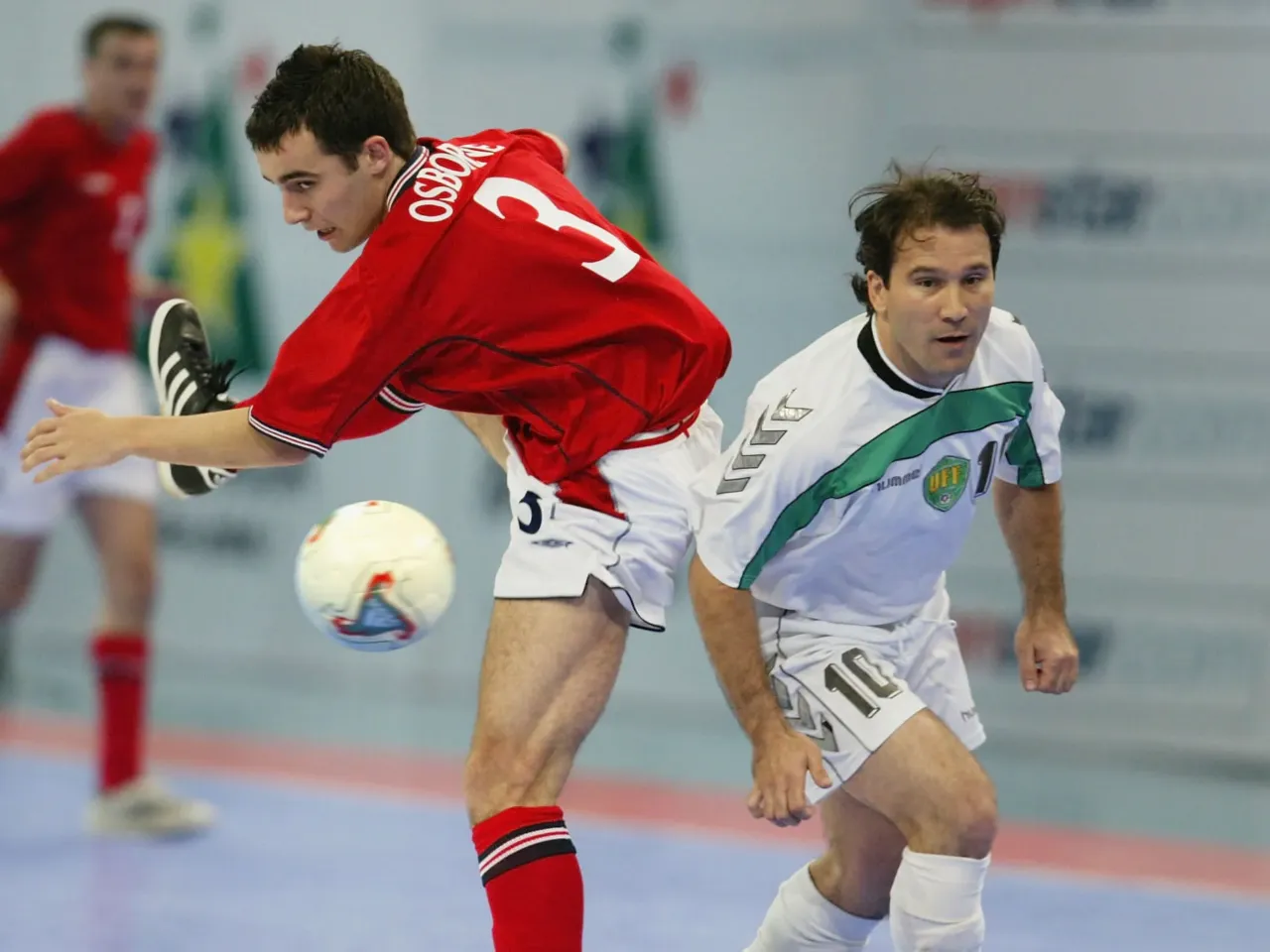 Uzbekistan makes its World Cup debut, a first for Central Asia 2 Paul Osborne of England battles for the ball with Abduraimov Azamat of Uzbekistan during the 2003 World 5s Futsal Championship between England and Uzbekistan in Kuala Lumpur, Malaysia.