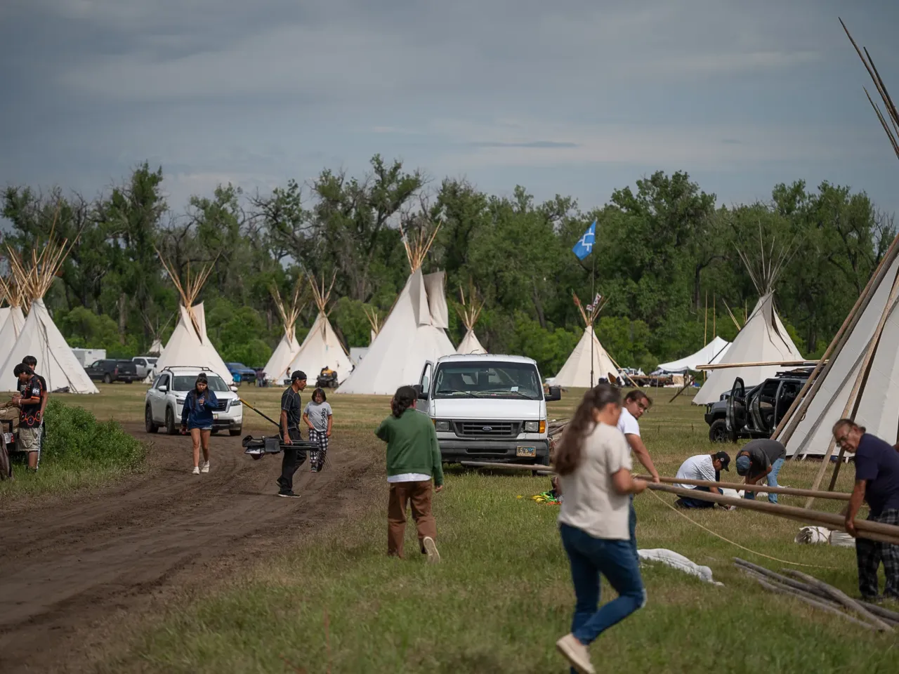 Native Americans celebrate victory at the Battle of Little Bighorn, 150 years later 2 People are taking down tipis at an encampment along the Little Bighorn River during the 150th anniversary commemoration of the Battle of the Little Bighorn near Little Bighorn Battlefield National Monument. The encampment brought together tribal members from across the Plains for ceremonies, storytelling and remembrance.