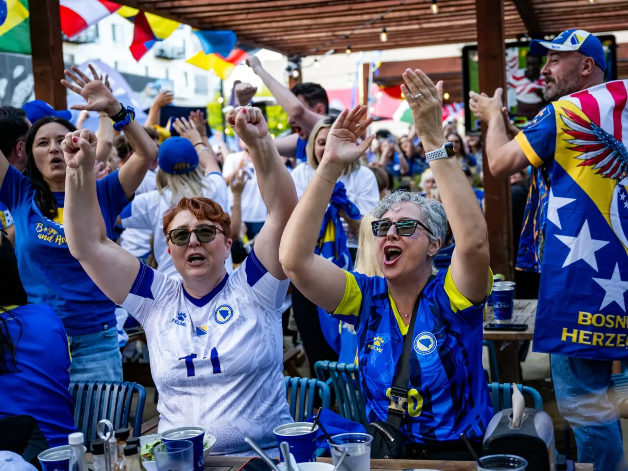 Bosnia fans watch the game at Clara's Junction, near the San Francisco Bay Area stadium in Santa Clara.