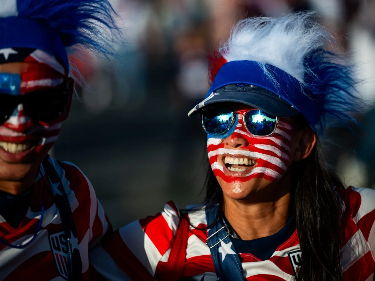 Jenny Wen celebrates the U.S. win outside the stadium in Santa Clara.