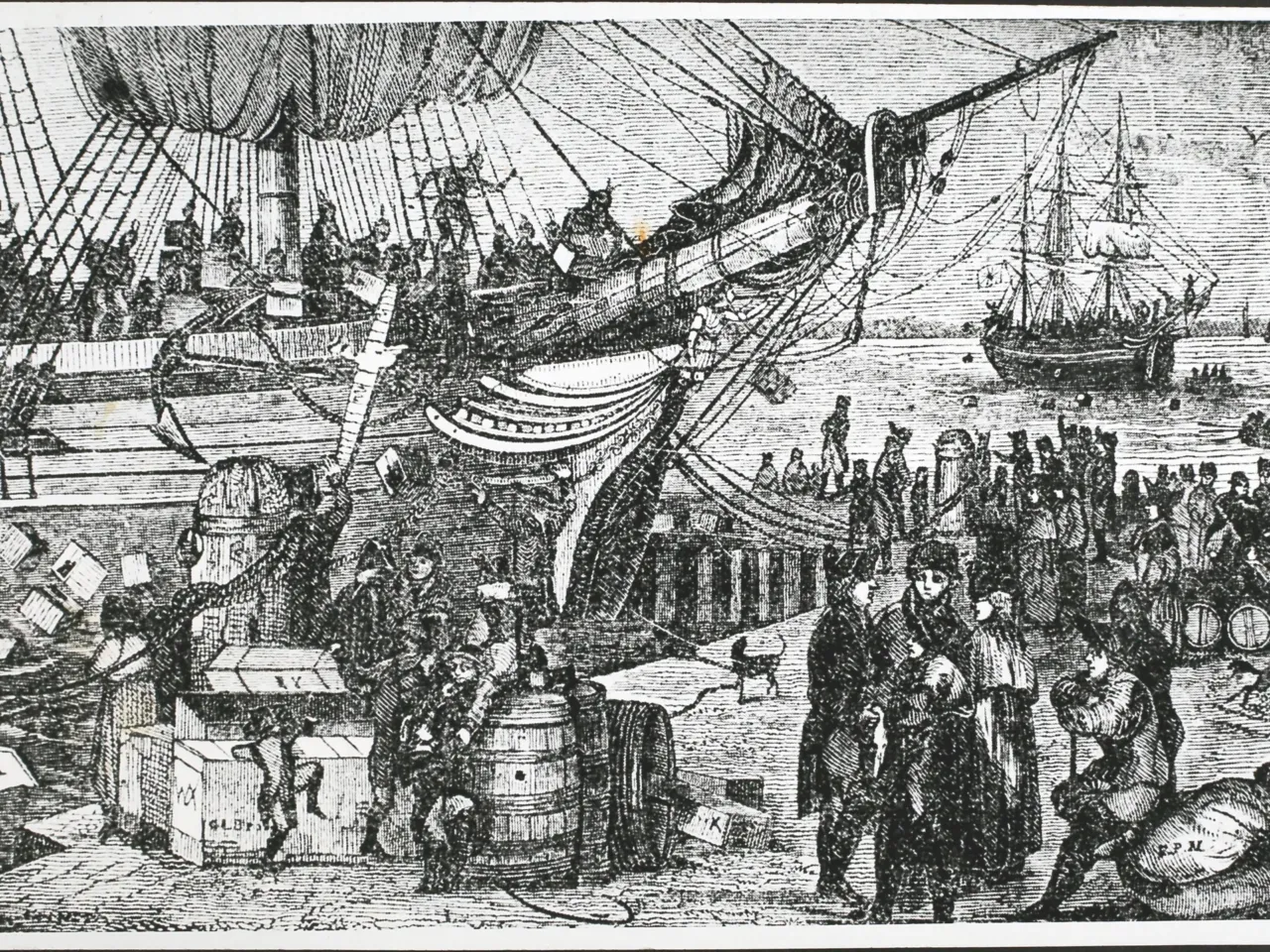 An illustration of the Boston Tea Party, when colonists dumped British East India Company tea into the harbor on Dec. 16, 1773. Some accounts say this marked a pivotal moment when Americans started loving coffee. But one historian says Americans were drinking lots of coffee before then.