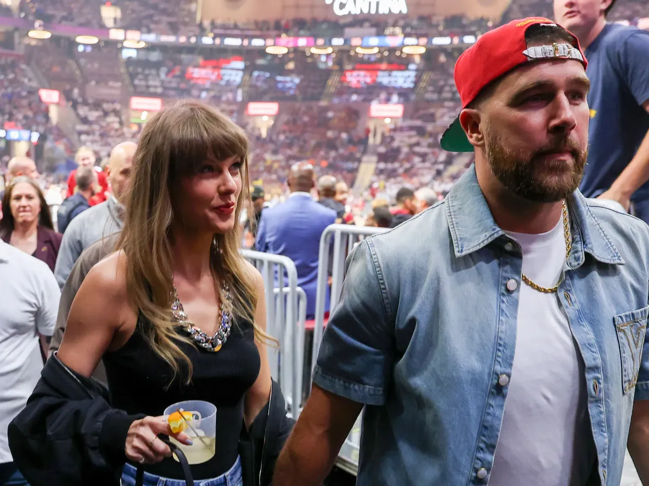 After weeks of speculation, Taylor Swift, Travis Kelce wed in New York 1 Taylor Swift and Travis Kelce of the Kansas City Chiefs, pictured at a basketball game in May, announced their engagement in August 2025.