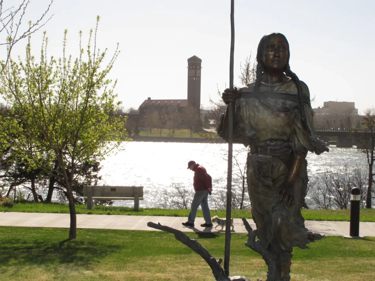 A statue of Sacagawea along the banks of the Missouri River in Great Falls, Mont. Sacajawea was a Lemhi Shoshone woman, who accompanied Lewis and Clark as an interpreter and guide. Her role in the expedition is reexamined in Megan Kate Nelson's book.