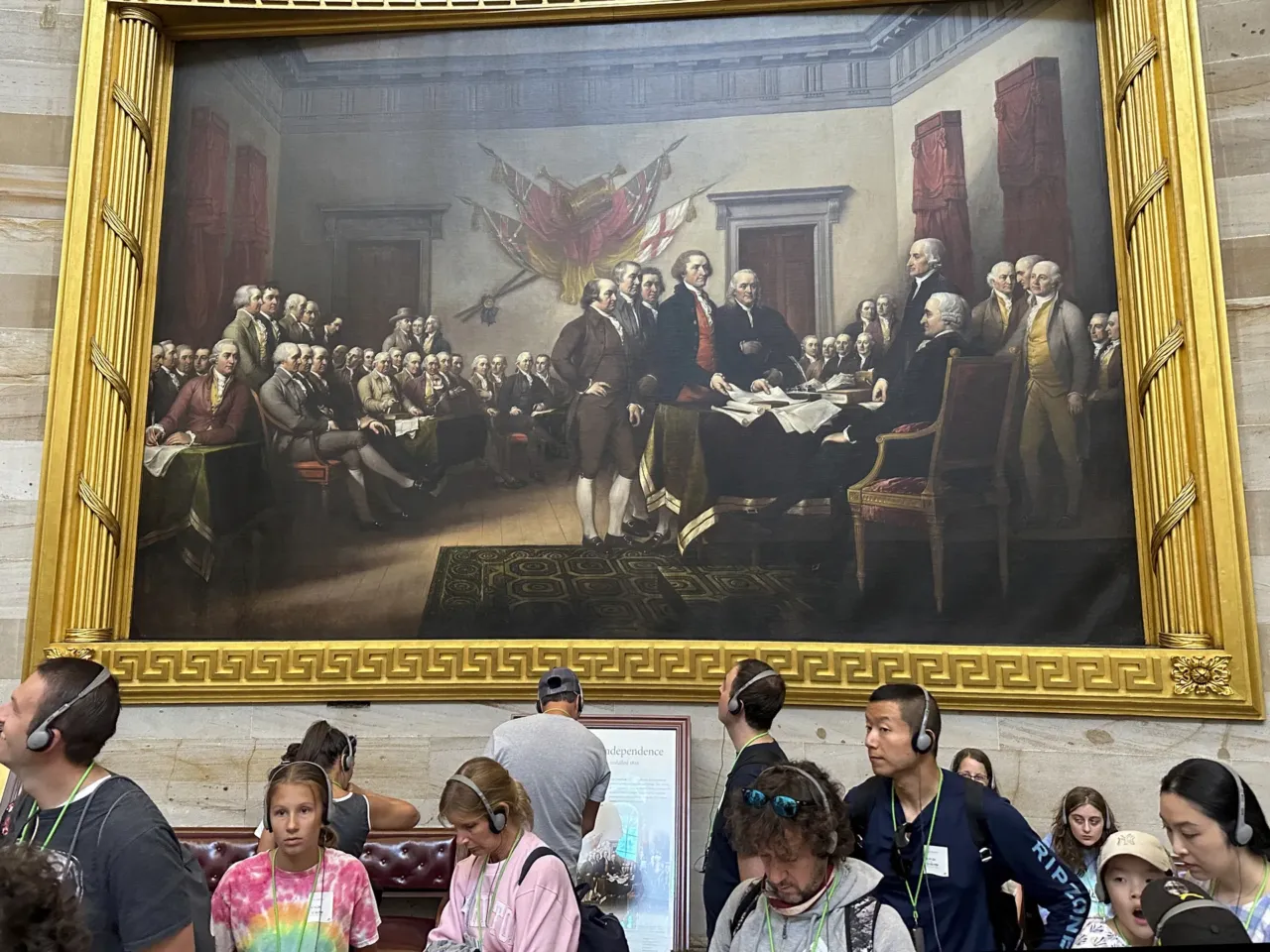 The Second Continental Congress wrote the Declaration. Is Congress today living up? 5 Tourists visit the U.S. Capitol appear under John Trumbull's larger-than-life painting depicting the moment the Declaration of Independence was presented to the Second Continental Congress.