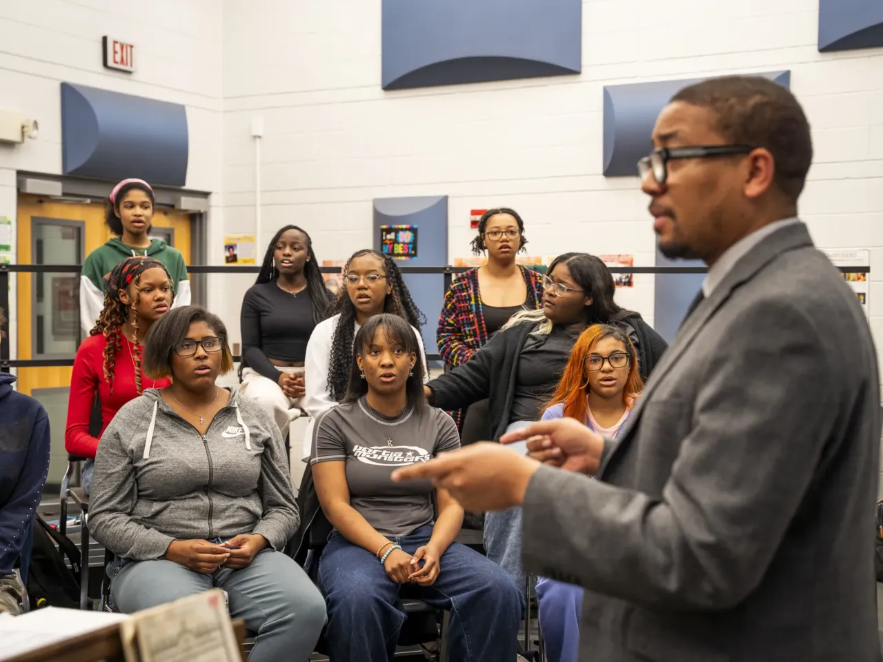 To Detroiters, Motown is more than just music 9 Dr. William Harrison leads his chorus class in warmup exercises at Cass Technical High School on April 30 in Detroit, Mich.