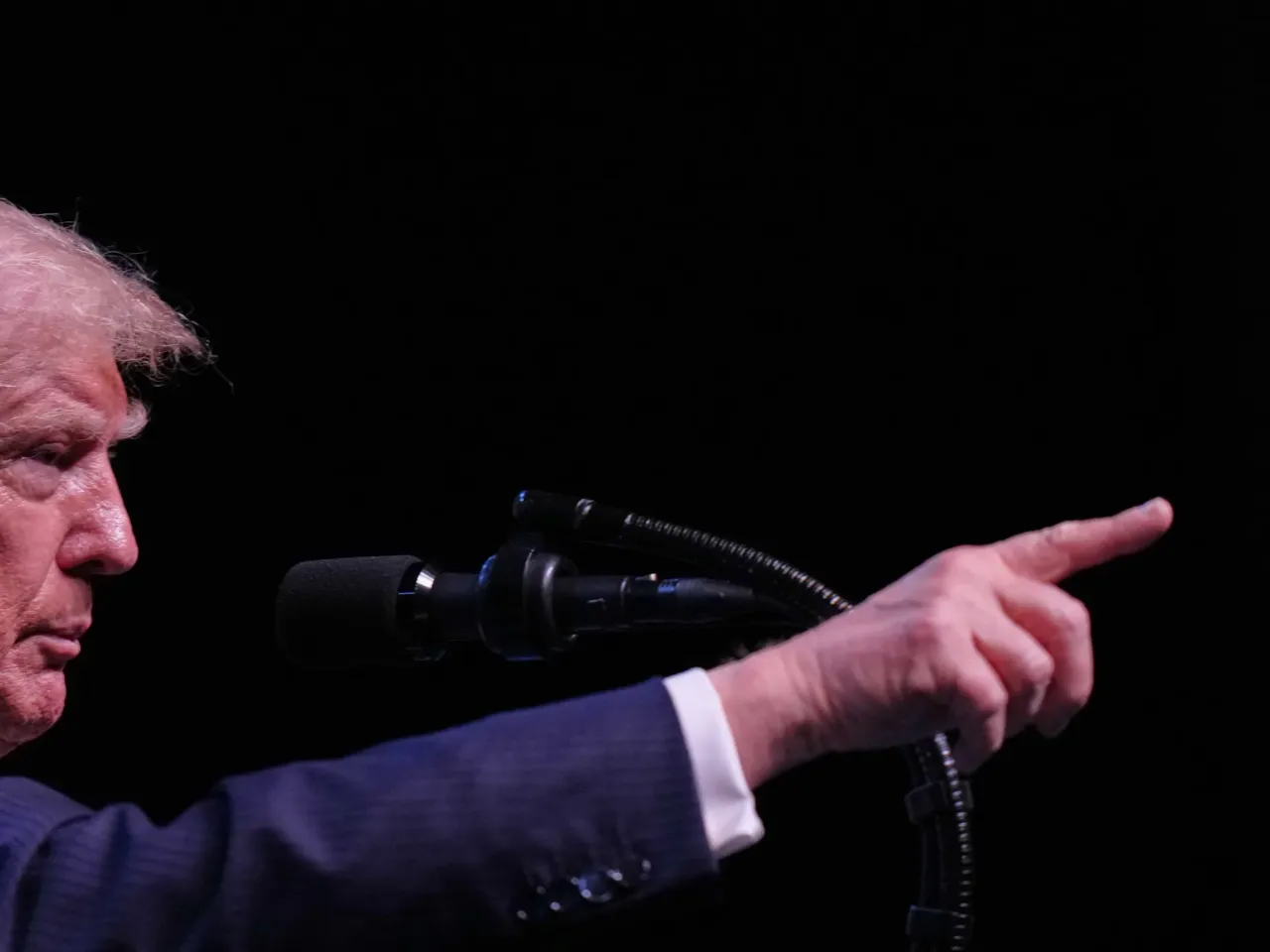 President Donald Trump points during a media conference at the NATO summit in Ankara, Turkey, Wednesday, July 8, 2026.