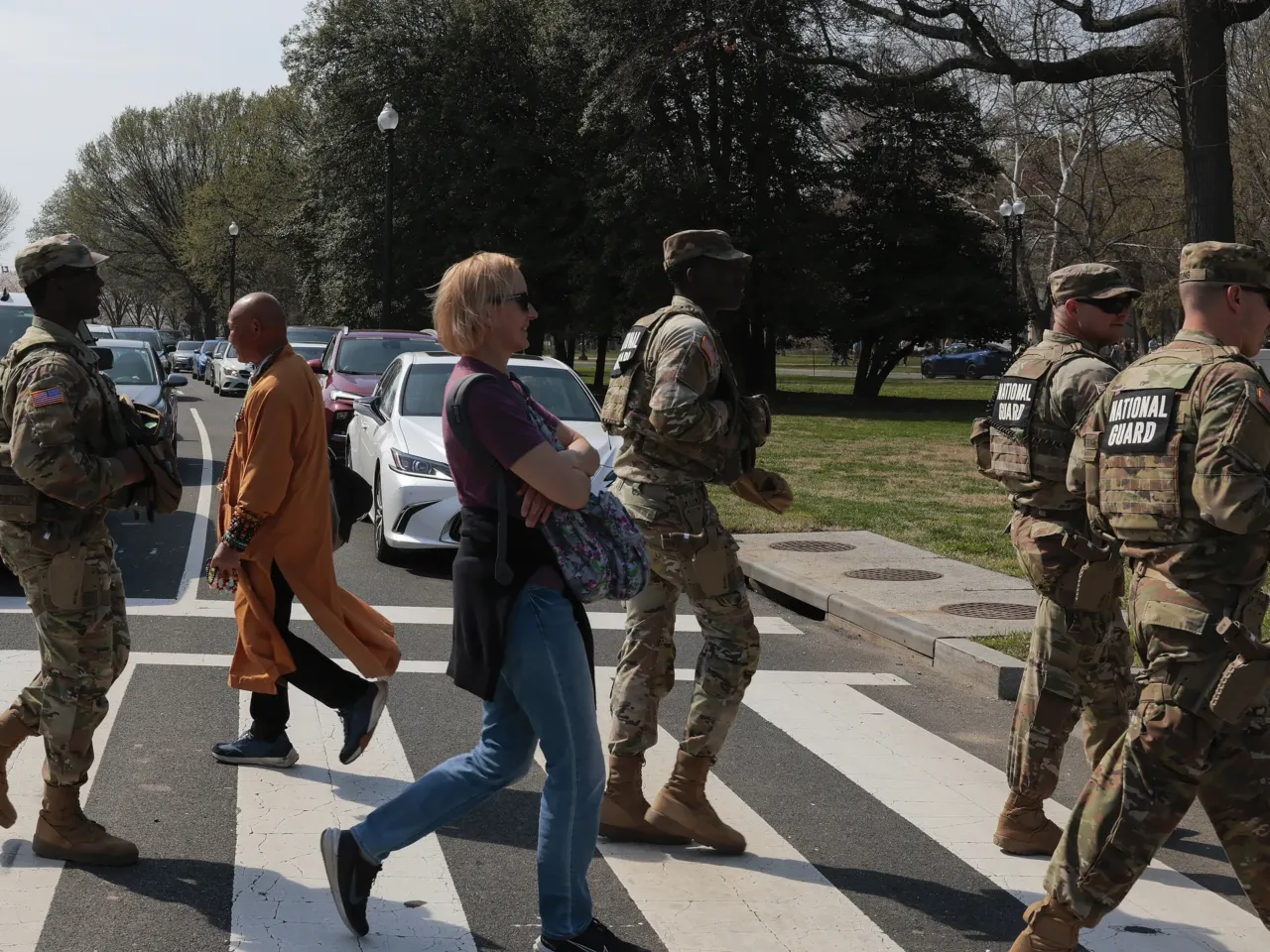Trump's National Guard deployment in D.C. has been extended until 2029 1 National Guard members patrol around the Martin Luther King Jr. Memorial on March 26 in Washington, D.C.