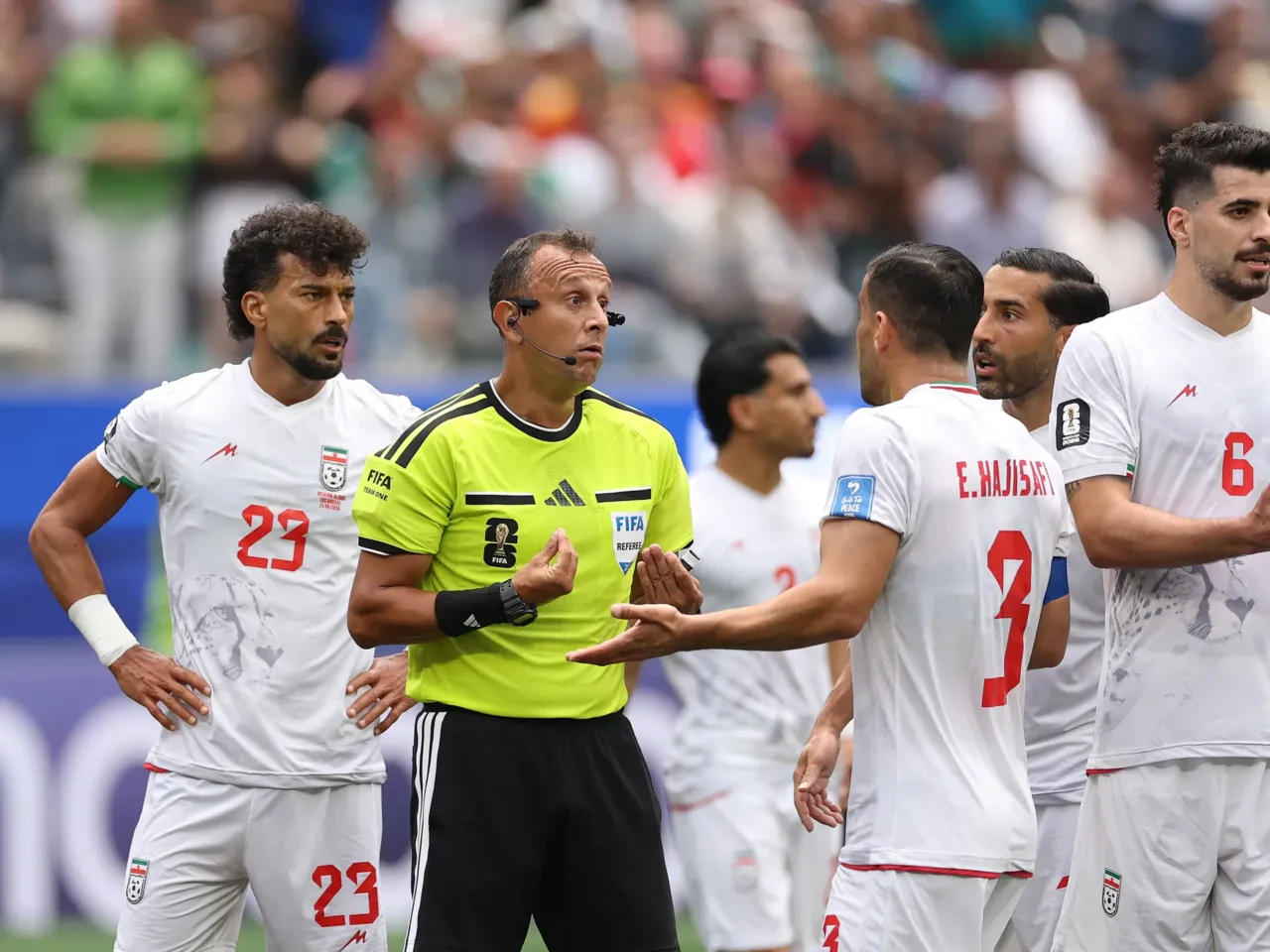 At the World Cup, has 'VAR' gone too far? Some fans say it's ruining the tournament 2 Ehsan Hajisafi (No. 3) of Iran protests to referee Dario Herrera after a VAR review disallowed an Iranian goal during a World Cup match against Belgium on June 21 in Inglewood, Calif.