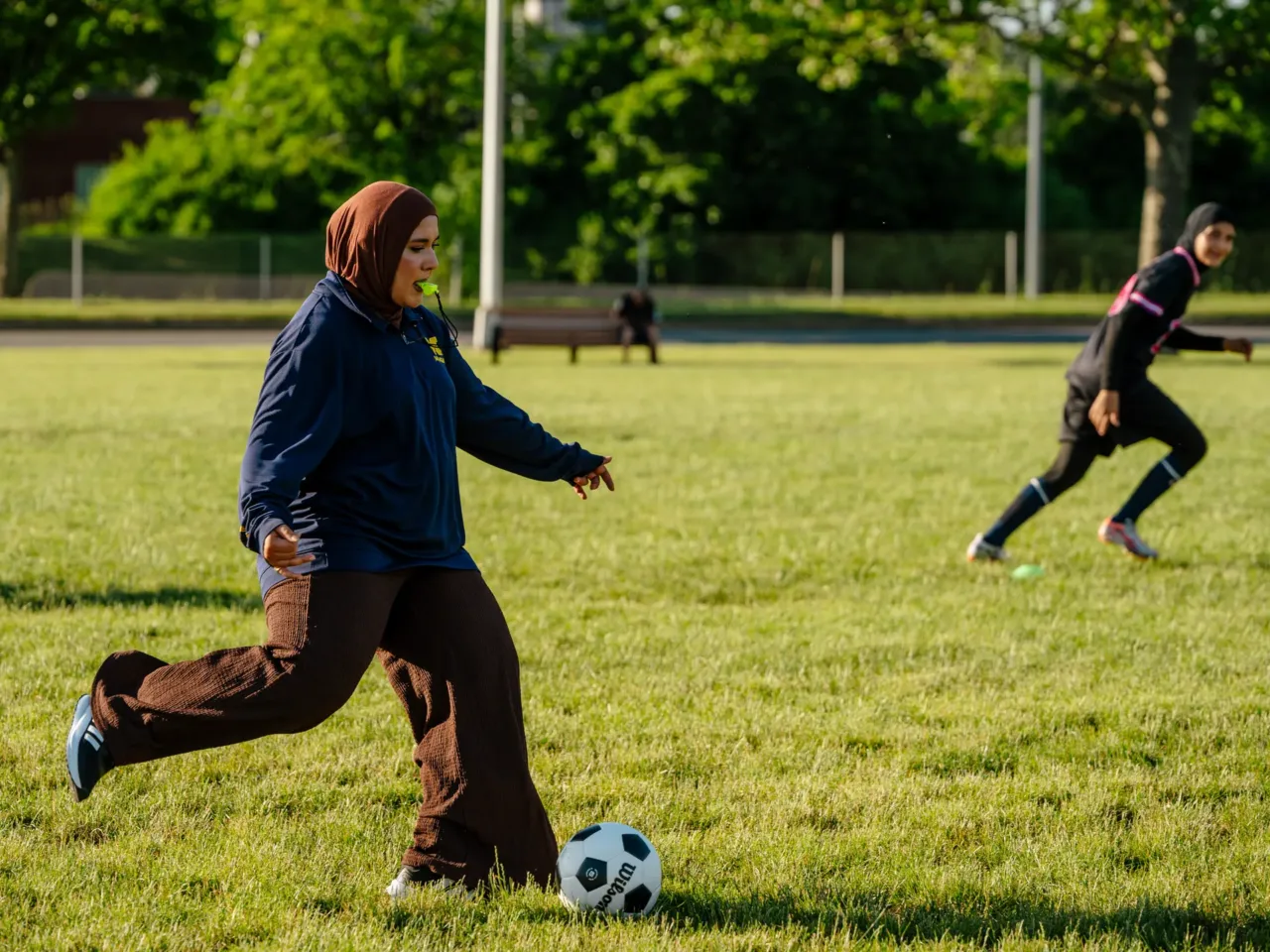 Reporter's Notebook: Finding World Cup joy in speaking to women who love soccer 4 The Michigan FC girls' team coach Zhraa Hamidy at a practice in Dearborn, Mich. on June 11, 2026.
