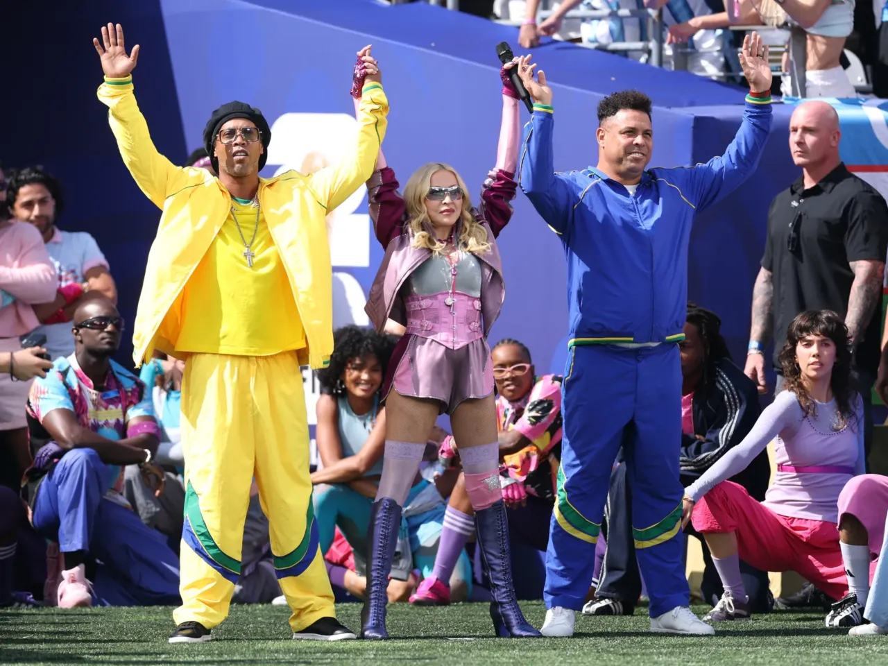 A cavalcade of international stars headlined the World Cup's first-ever halftime final show 3 Ronaldinho, Madonna and Ronaldo perform during the Topps Final Halftime Show at New York New Jersey Stadium on July 19, 2026 in East Rutherford, New Jersey.
