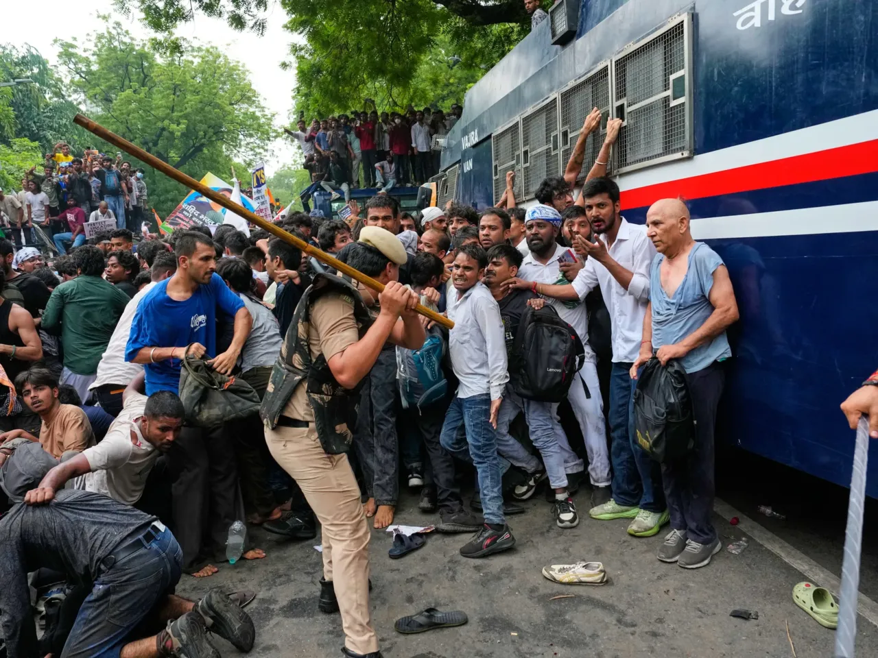 India's Gen Z 'Cockroach People's Party' started as satire but is serious about change 1 Police use long sticks to disperse supporters of the Cockroach Janta Party as they attempt to march toward India's Parliament, demanding the resignation of the education minister, in New Delhi, Monday.