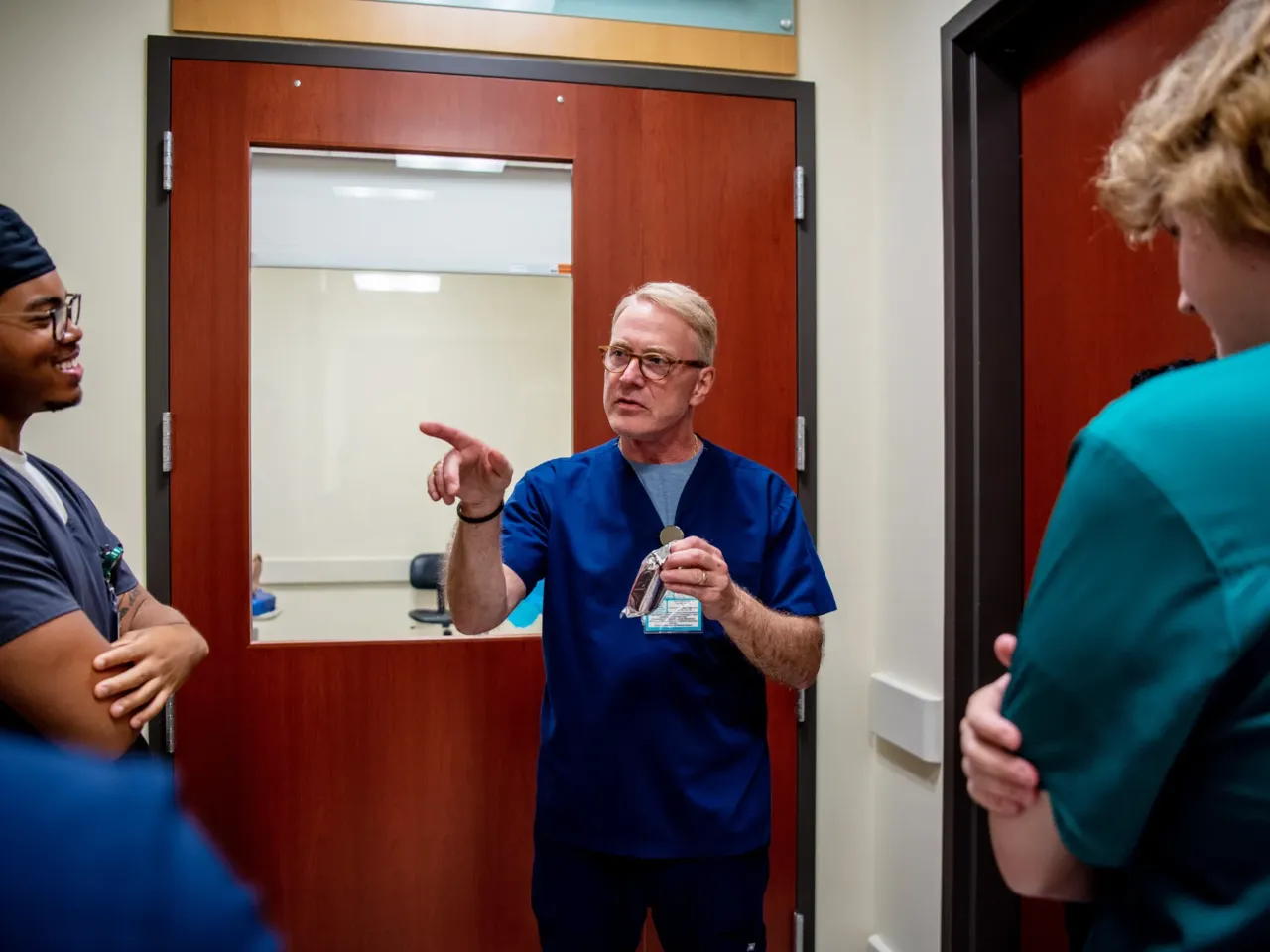 Adjunct instructor Steven Parsons says advanced technology used in surgery is helping to draw more men into nursing. "They almost have to be a biomedical engineer because they're dealing with robots and all kinds of equipment," he says.