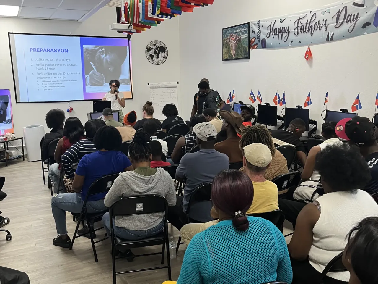 Families brace for separation as Haitians set to lose protected status next week 2 In late June, Haitians in the U.S. with Temporary Protected Status attended an information session at the Haitian Bridge Alliance, in San Diego, about what the loss of their legal status could mean for them and their families — and how to prepare.