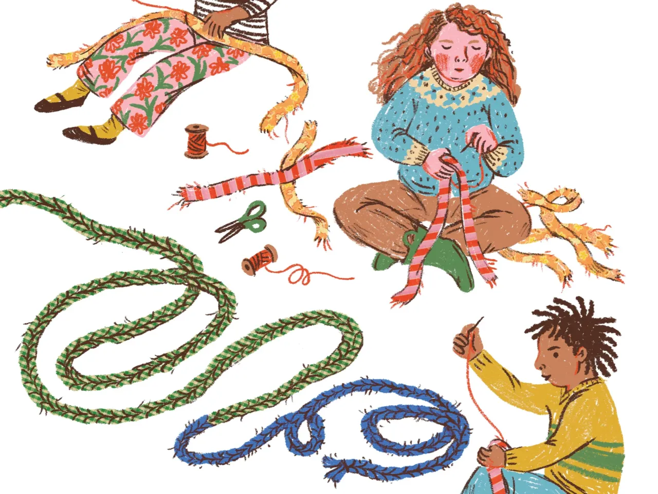 Left over center, right over center — 2nd graders are braiding a 'Story Rug' 3 473513 storyrug 9780316535380 int npr3