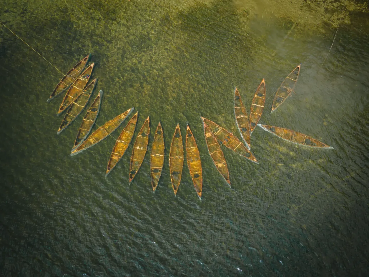 Camp Widjiwagan submerged some of their canoes in lake waters to protect them from the wildfires.