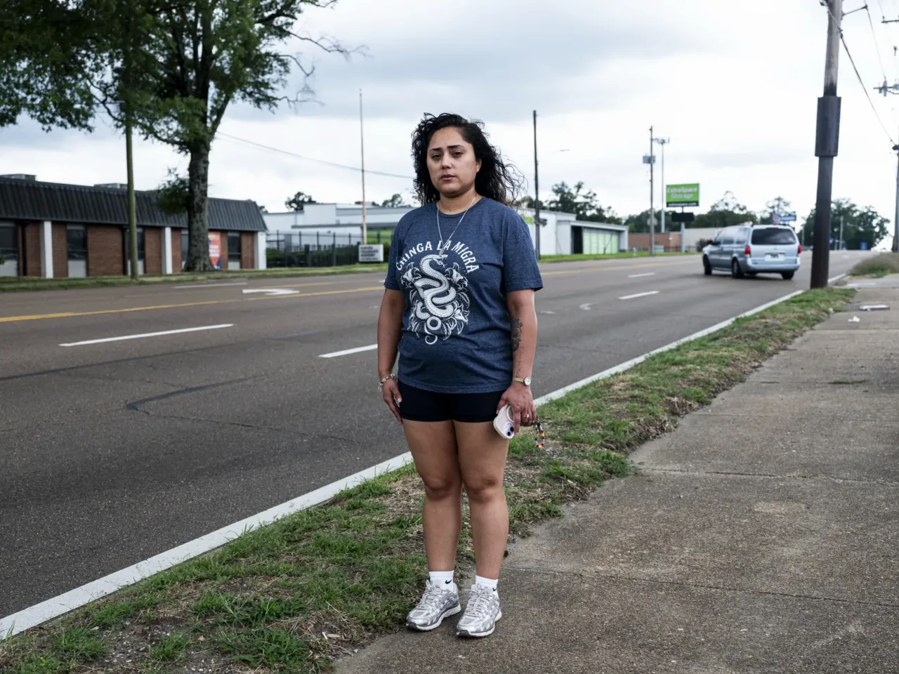 Maria Oceja, a community organizer and co-founder of Vecindarios901, along Summer Avenue in Memphis, TN. Summer Avenue has been one of the more active areas where members of the Memphis Safe Task Force patrol.