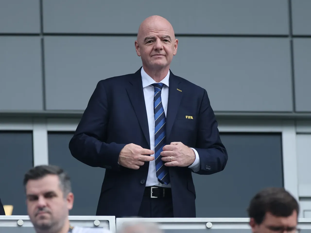 FIFA President Gianni Infantino looks on prior to the FIFA Club World Cup 2025 quarter final match between Fluminense FC and Al Hilal at Camping World Stadium in Orlando, Fl., on July 4, 2025.