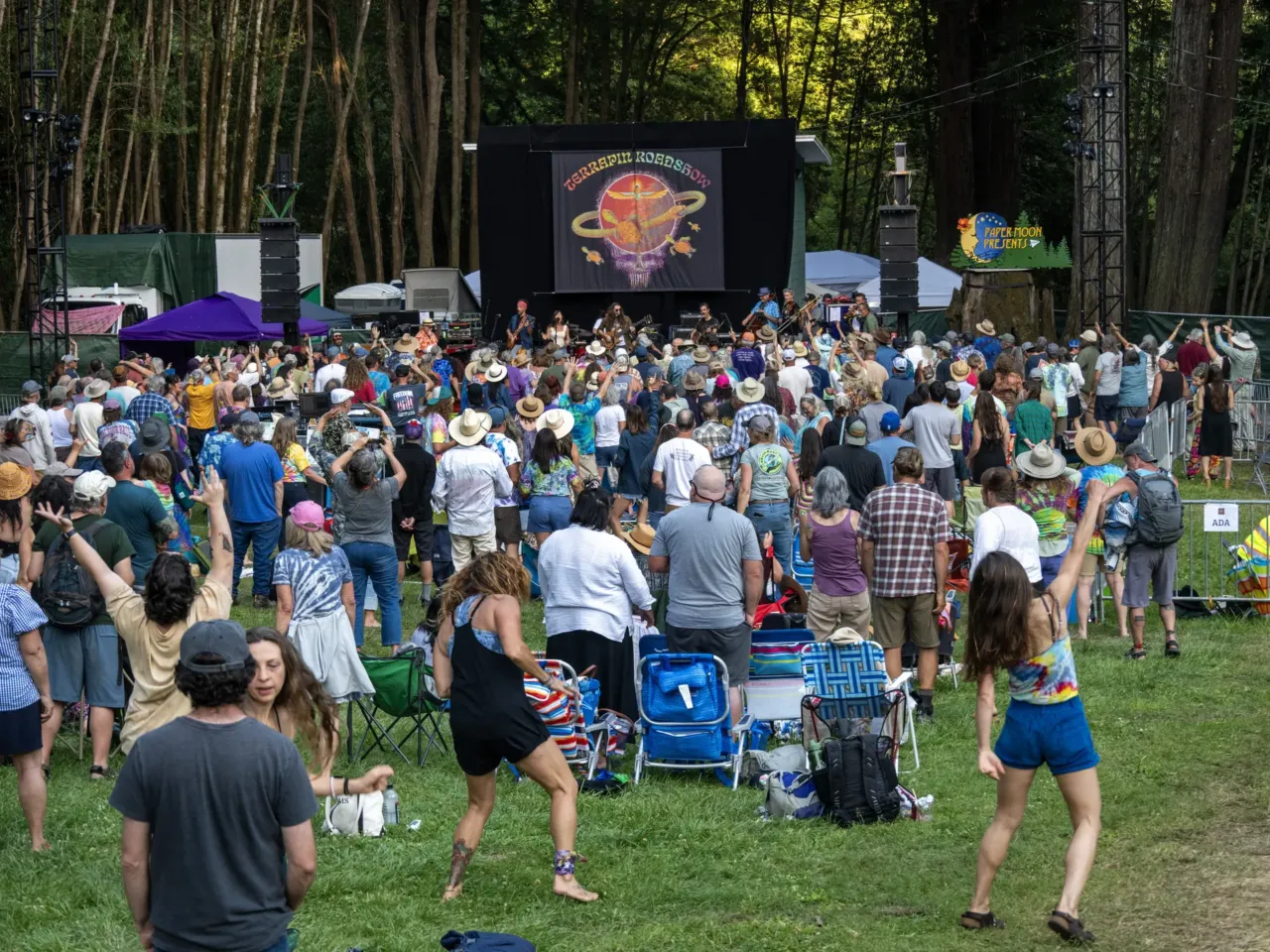 How long will the Grateful Dead's songs survive? 4 Terrapin Roadshow performs at Monte Rio Amphitheater in Monte Rio, CA for a story about the longevity of the Grateful Dead's music and cultural scene.