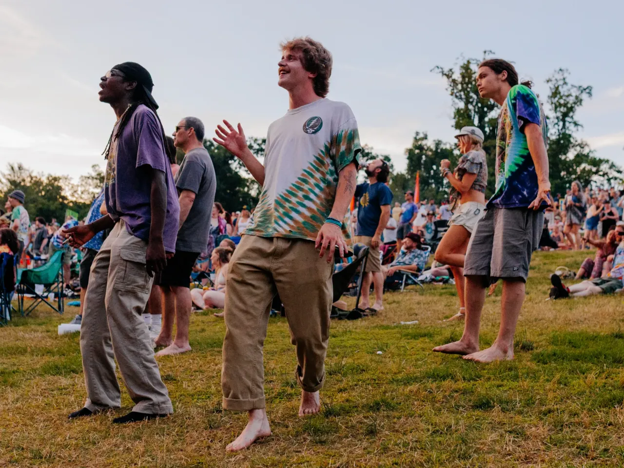 Festivalgoers dance to Widespread Panic's performance during All Good Now festival at Merriweather Post Pavilion.