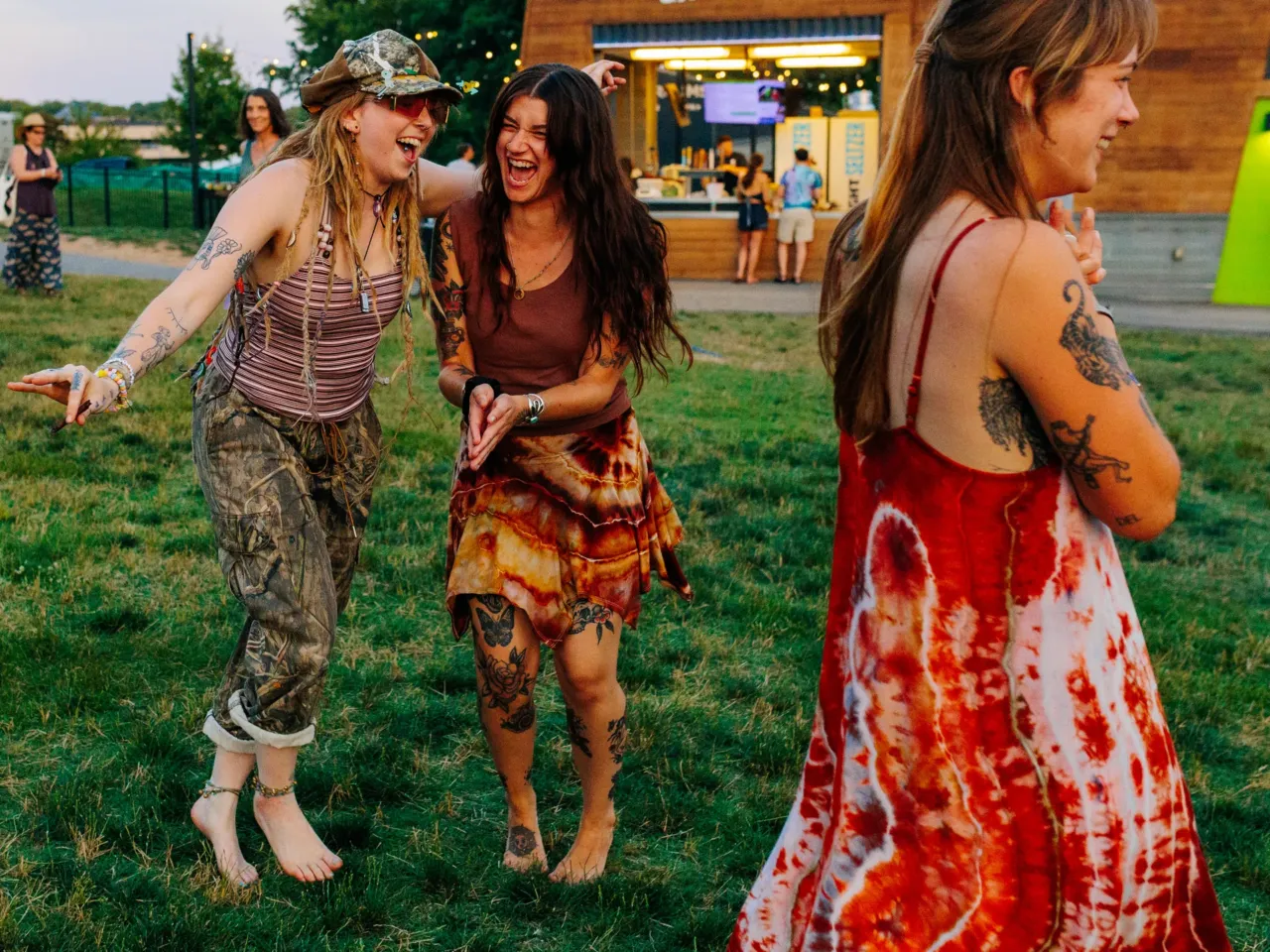 People dance to Widespread Panic's performance during All Good Now festival at Merriweather Post Pavilion.