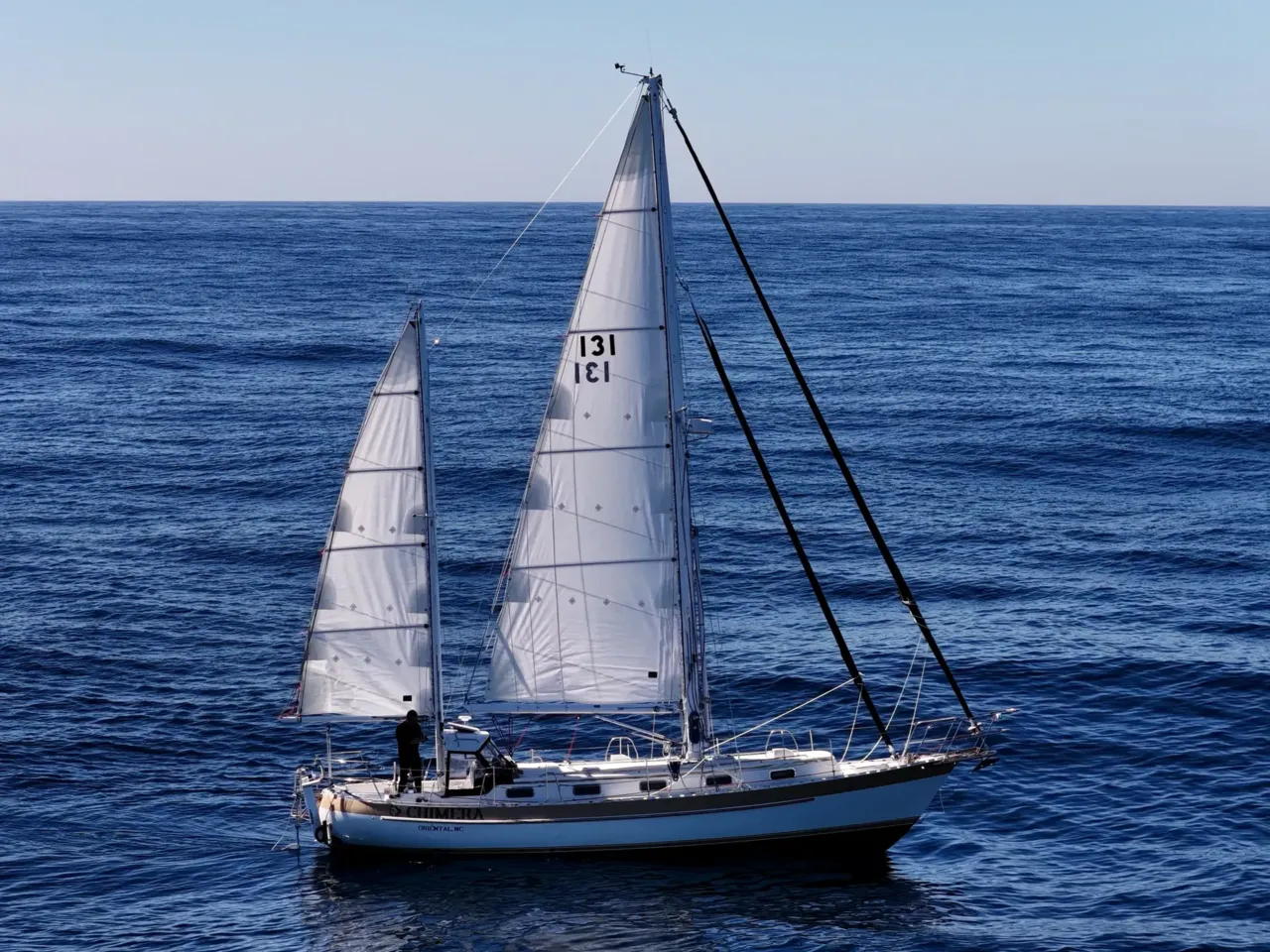 Rutherford's sailboat, the Chimera, on an earlier voyage.