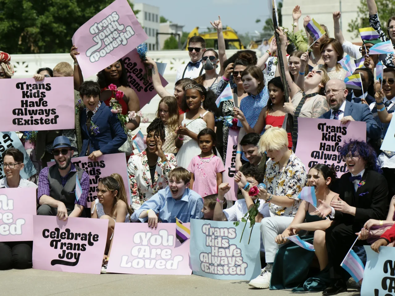 Transgender young people and their families rallied outside the Supreme Court in May 2023 after an event called the Trans Youth Prom in Washington, DC.